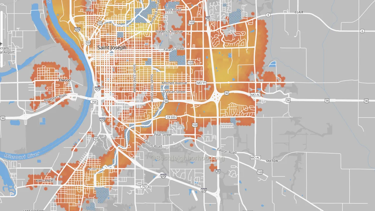Bike Grade map of 64507, MO