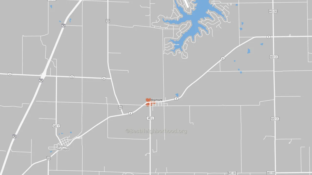 Bike Grade map of 64620, MO