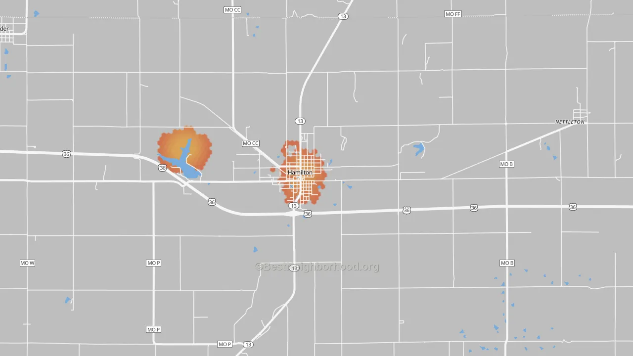 Bike Grade map of 64644, MO