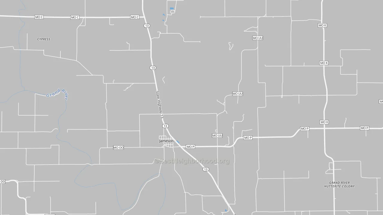 Bike Grade map of 64647, MO