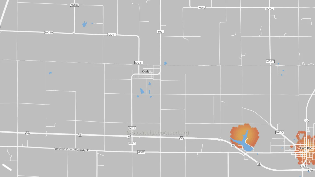 Bike Grade map of 64649, MO