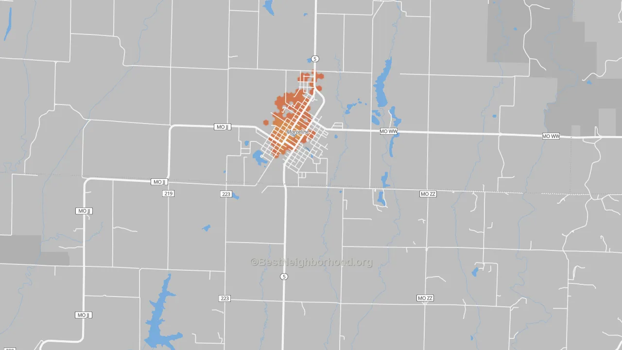 Bike Grade map of 64658, MO