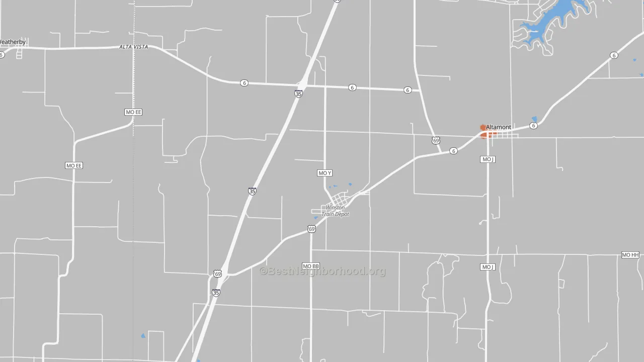Bike Grade map of 64689, MO