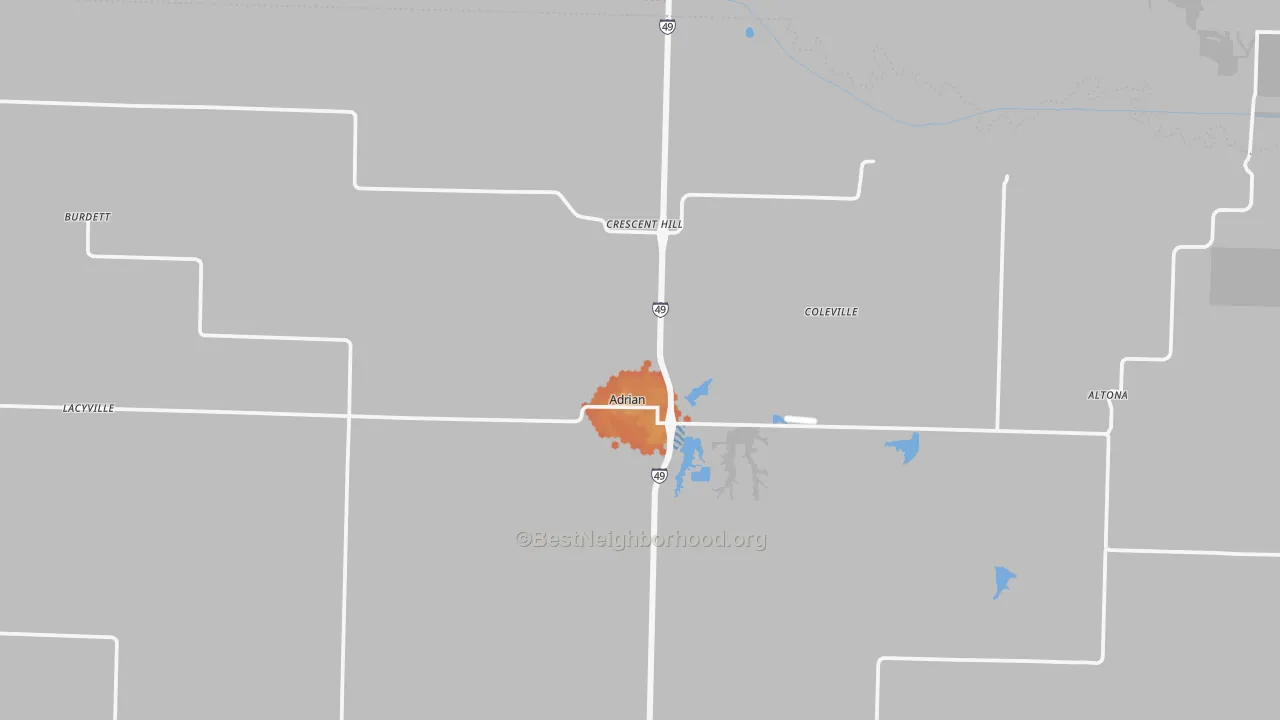 Bike Grade map of 64720, MO