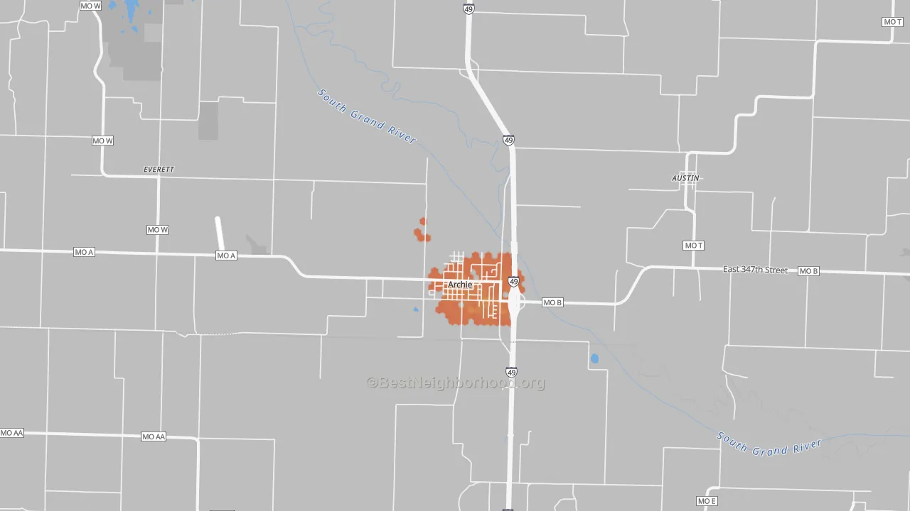 Bike Grade map of 64725, MO