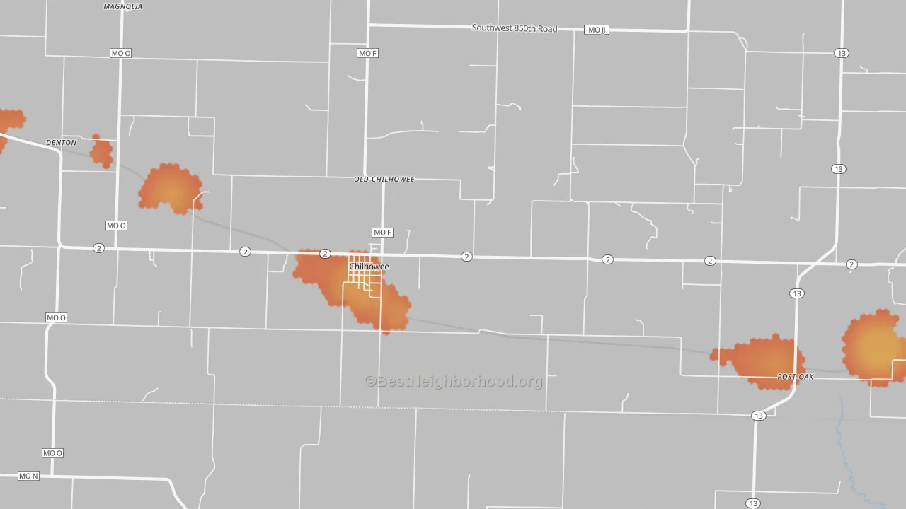 Bike Grade map of 64733, MO