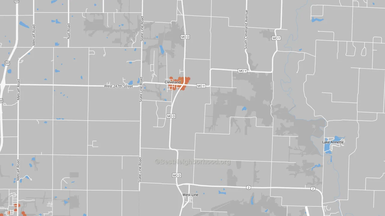 Bike Grade map of 64734, MO