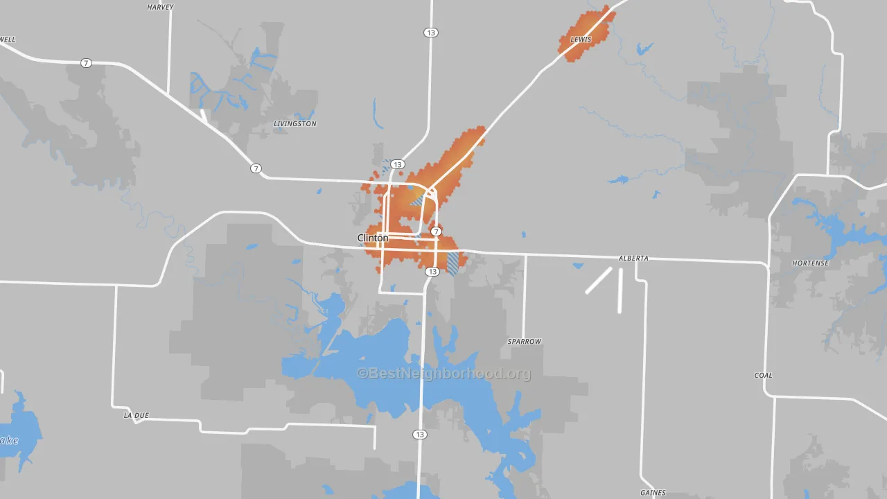 Bike Grade map of 64735, MO