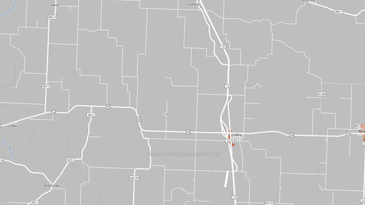 Bike Grade map of 64738, MO