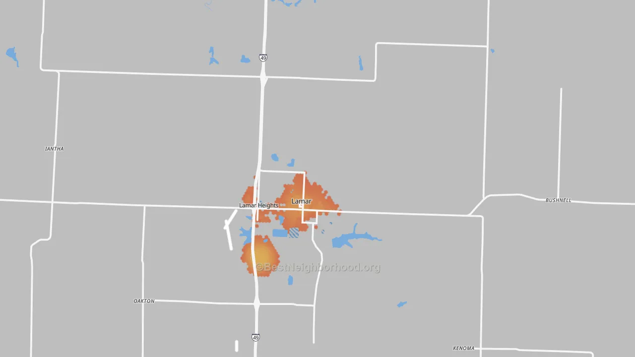 Bike Grade map of 64759, MO