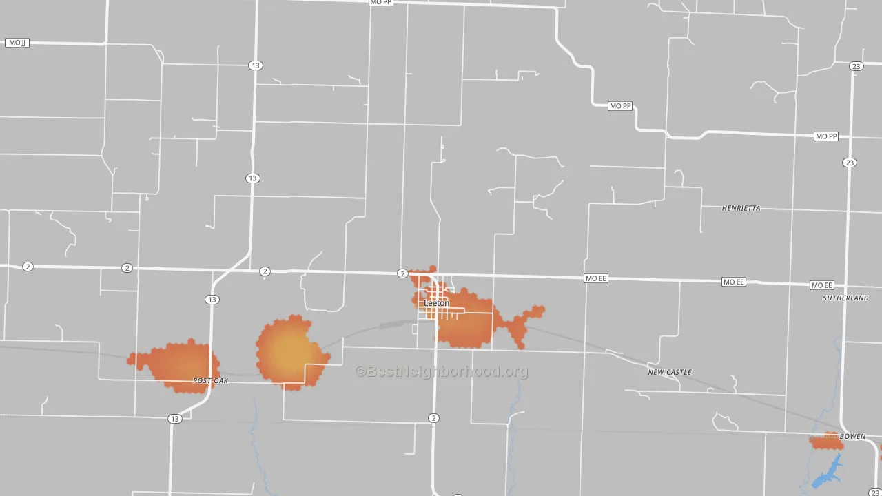Bike Grade map of 64761, MO