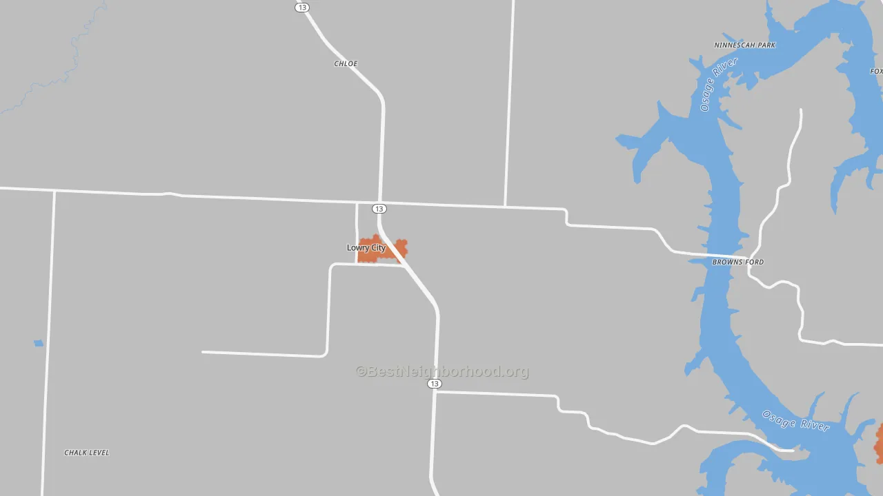 Bike Grade map of 64763, MO