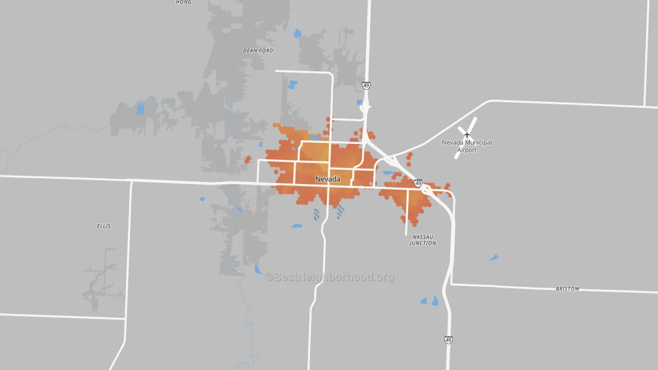 Bike Grade map of 64772, MO