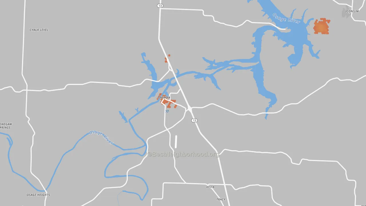 Bike Grade map of 64776, MO