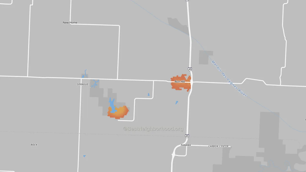 Bike Grade map of 64779, MO