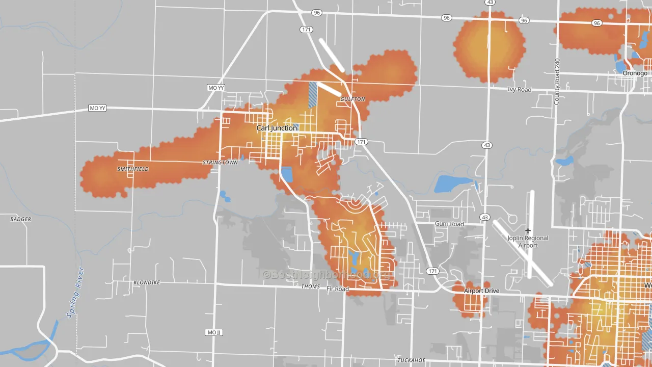 Bike Grade map of 64834, MO
