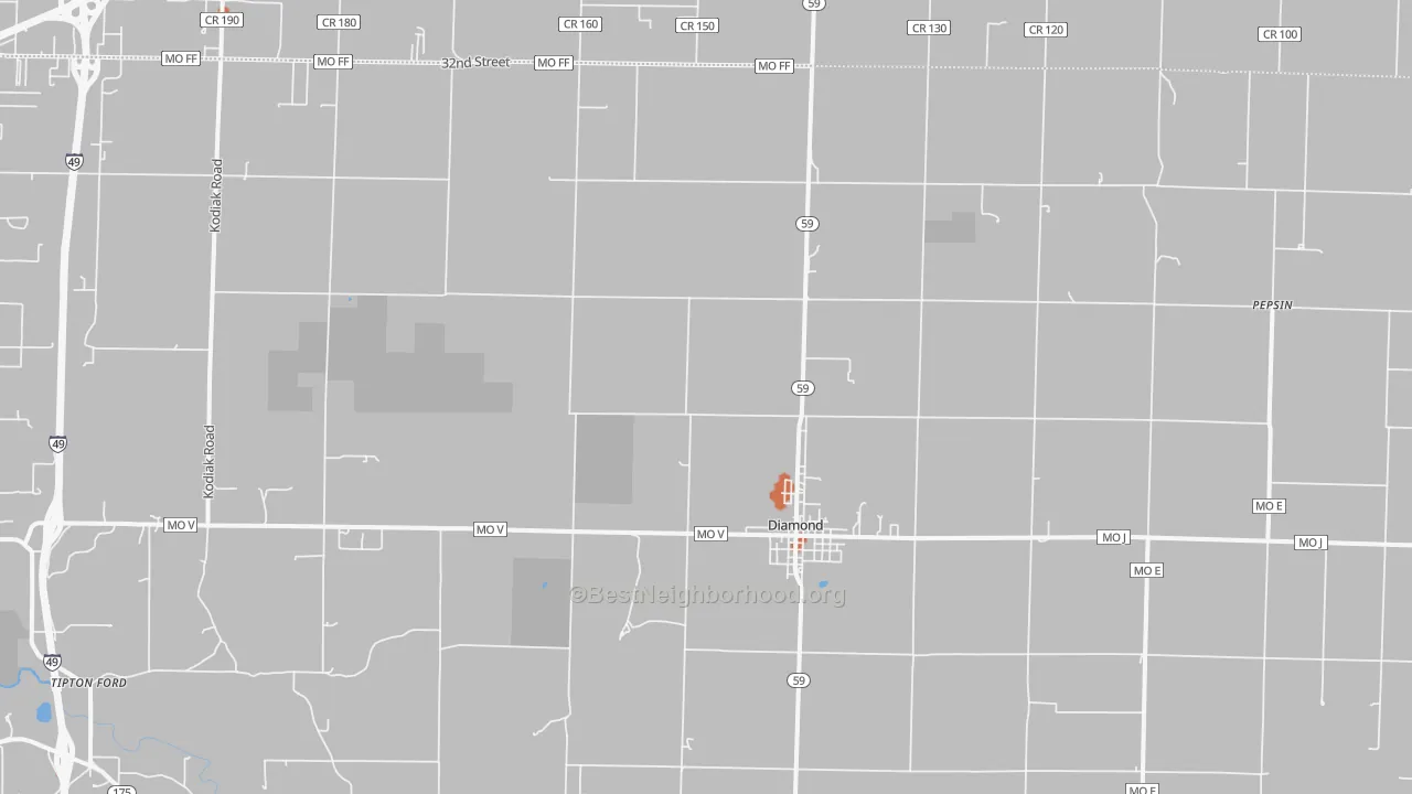 Bike Grade map of 64840, MO