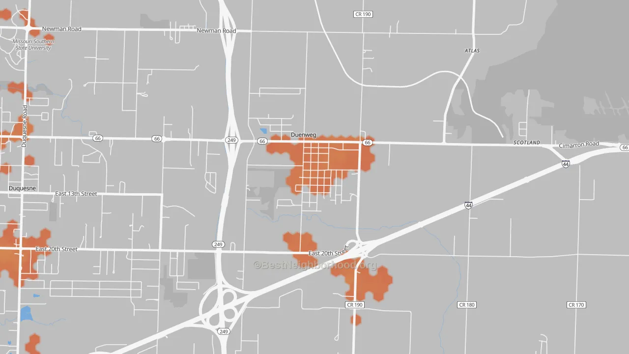 Bike Grade map of 64841, MO