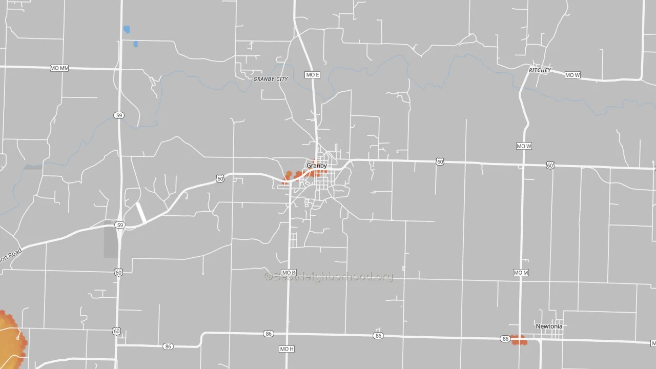 Bike Grade map of 64844, MO