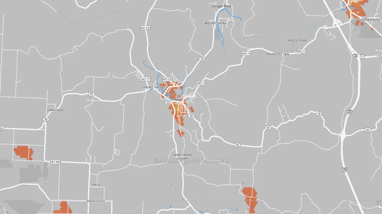 Bike Grade map of 64854, MO