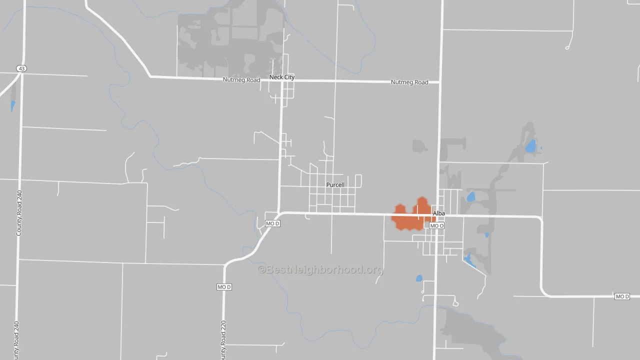 Bike Grade map of 64857, MO