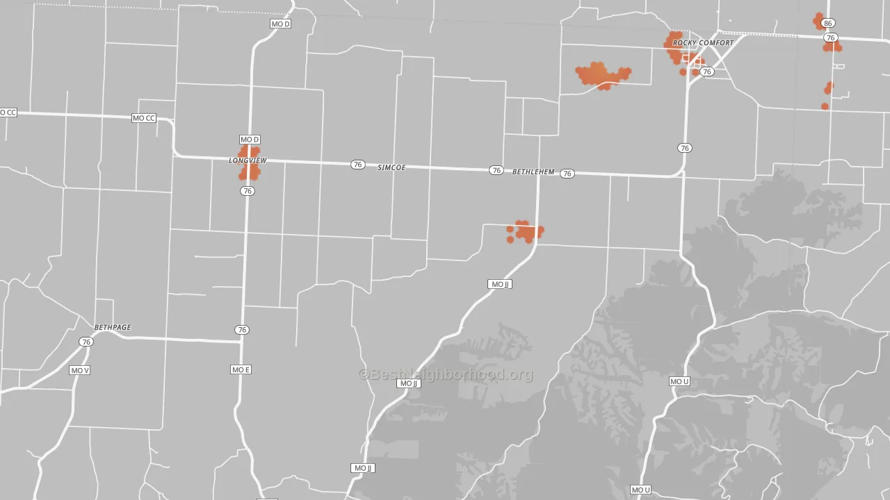Bike Grade map of 64861, MO