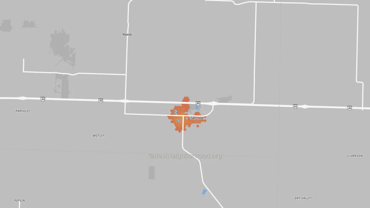 Bike Grade map of 64862, MO