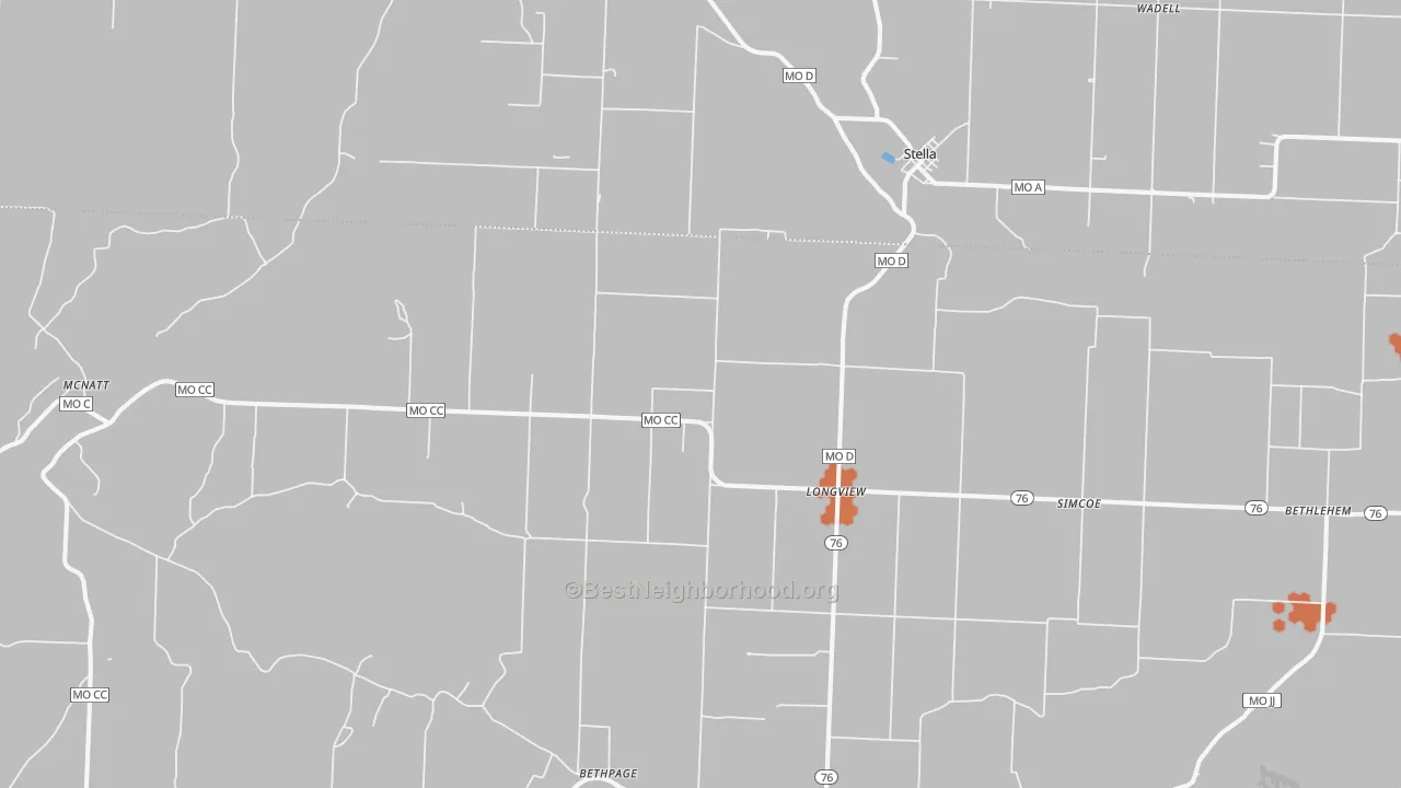 Bike Grade map of 64867, MO