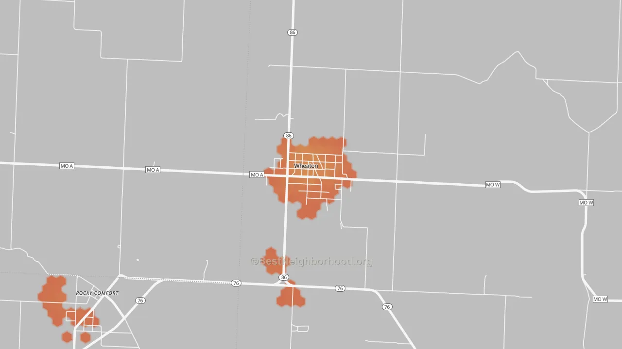 Bike Grade map of 64874, MO