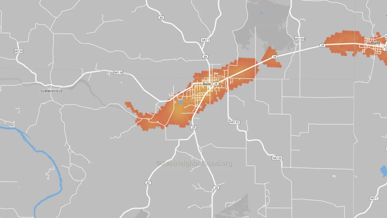 Bike Grade map of 65013, MO