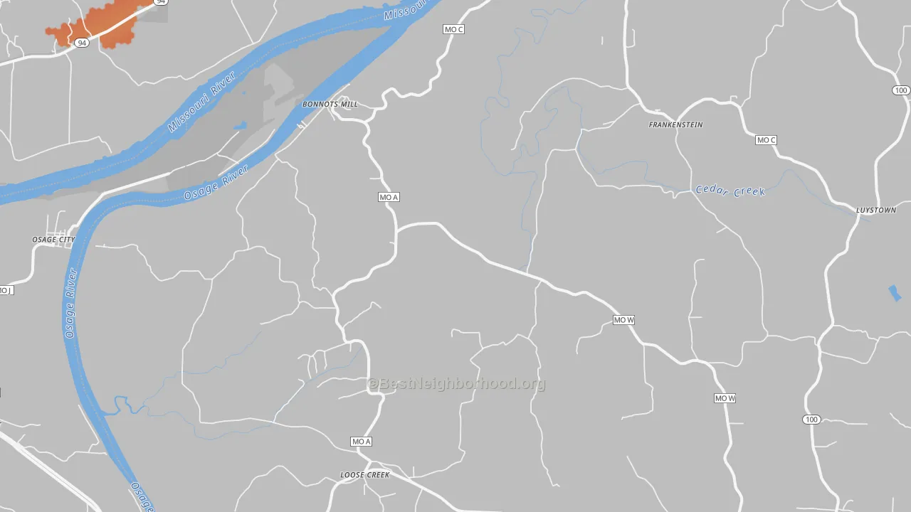 Bike Grade map of 65016, MO