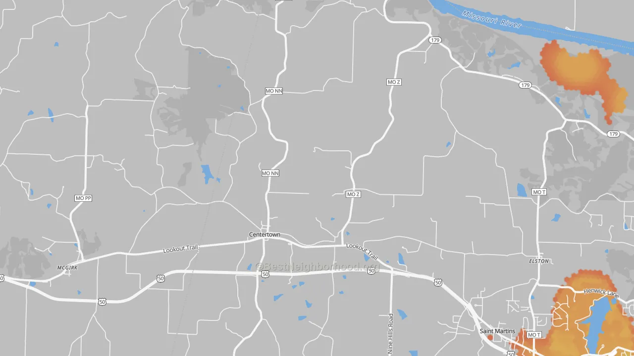 Bike Grade map of 65023, MO