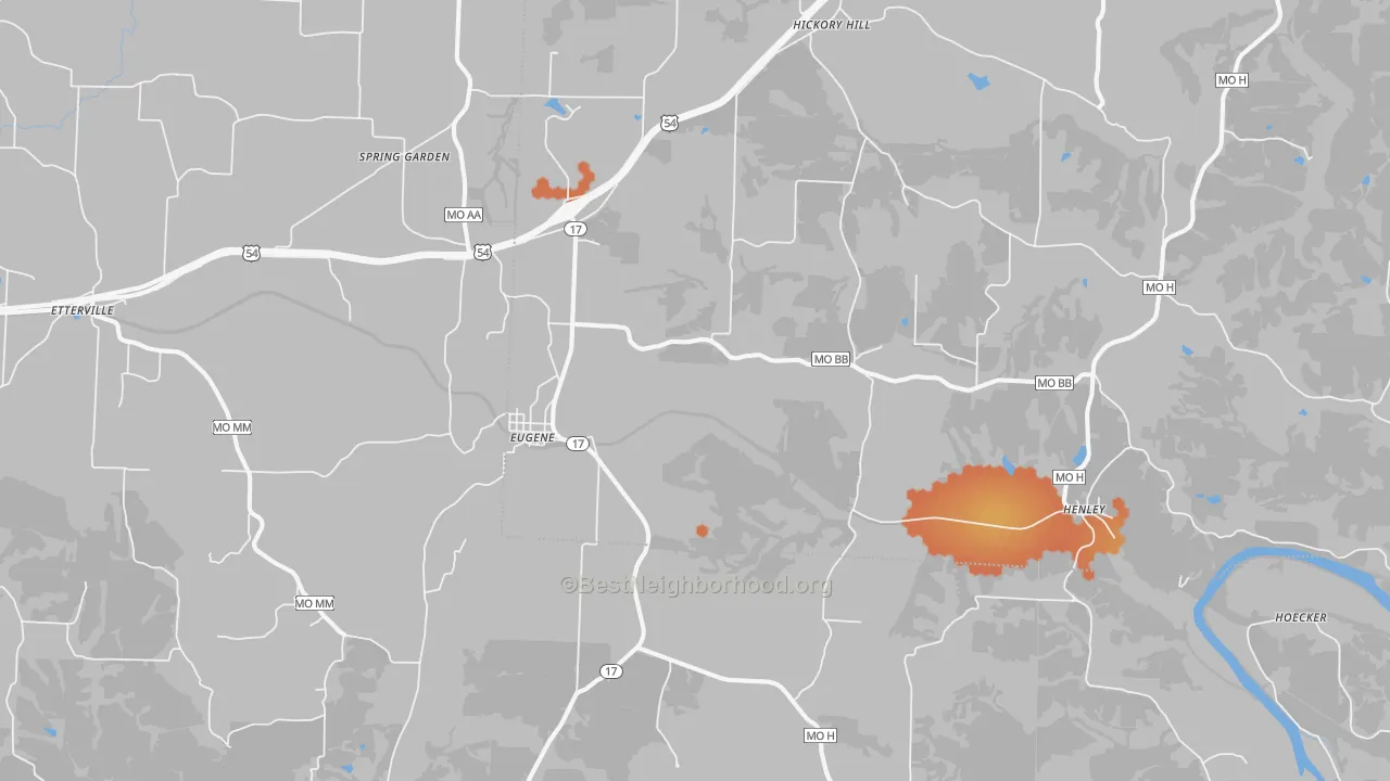 Bike Grade map of 65032, MO