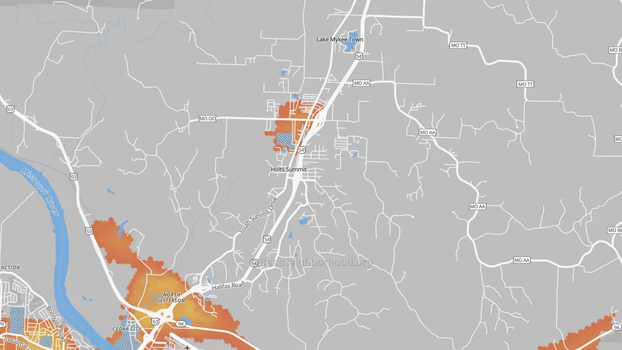 Bike Grade map of 65043, MO