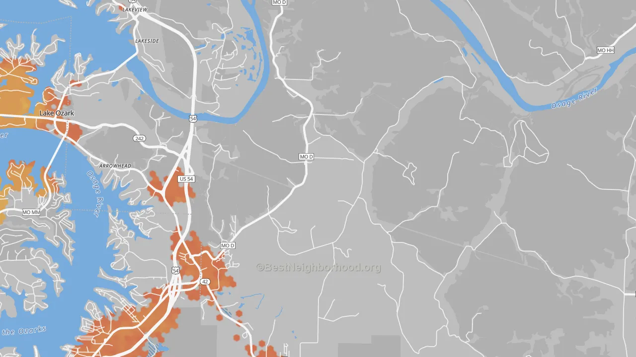 Bike Grade map of 65047, MO