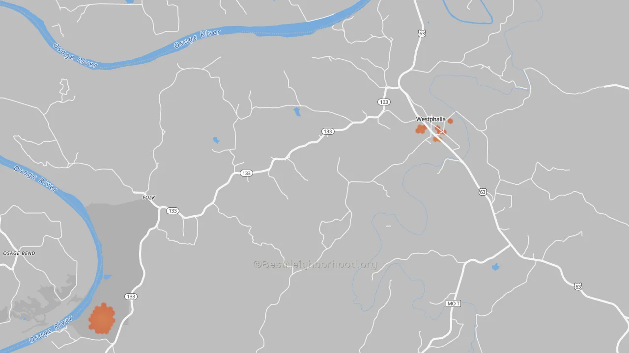 Bike Grade map of 65085, MO
