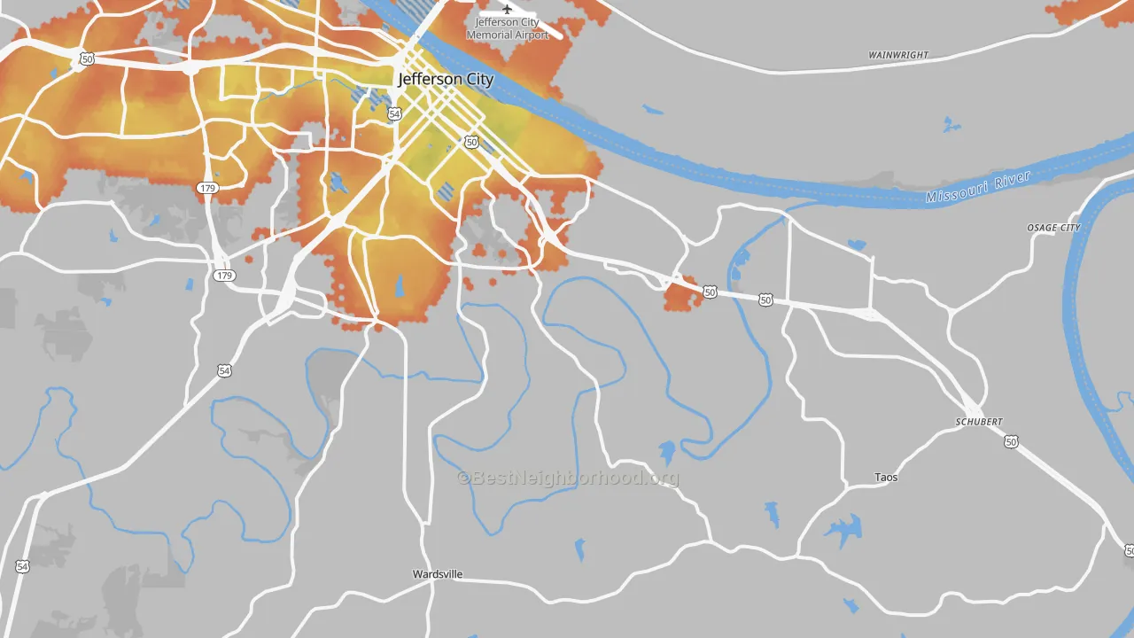 Bike Grade map of 65101, MO