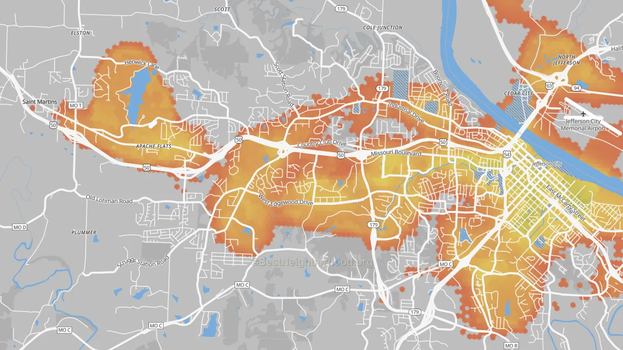 Bike Grade map of 65109, MO