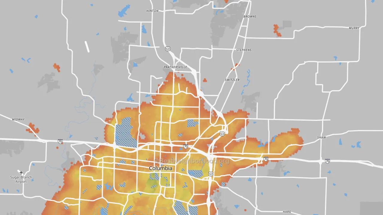 Bike Grade map of 65202, MO