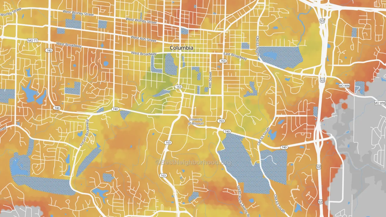 Bike Grade map of 65211, MO