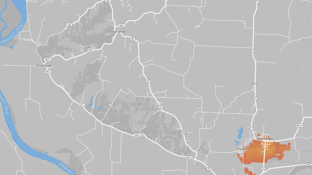 Bike Grade map of 65250, MO