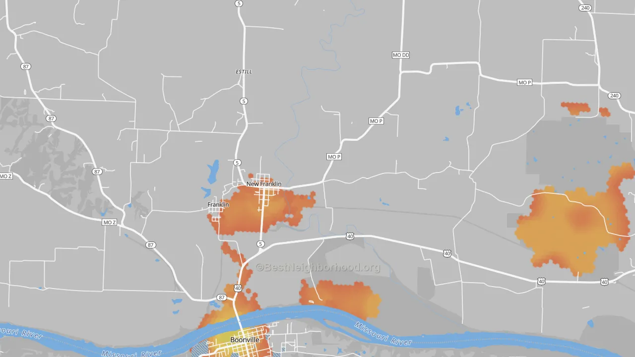 Bike Grade map of 65274, MO