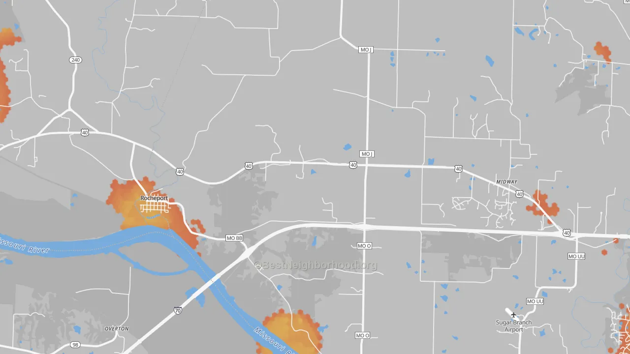 Bike Grade map of 65279, MO
