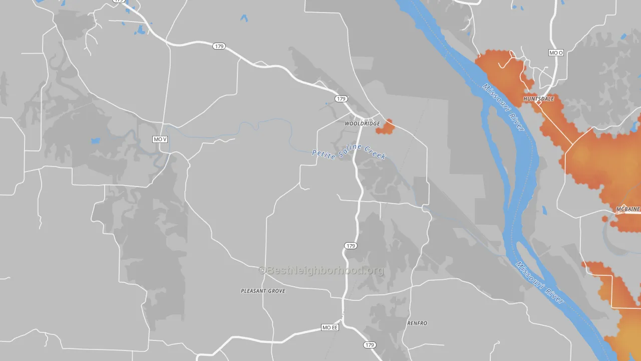 Bike Grade map of 65287, MO
