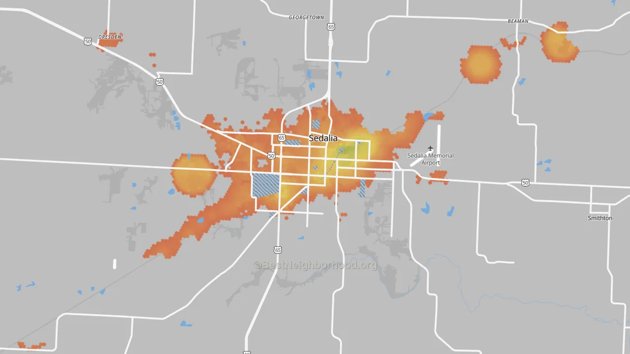 Bike Grade map of 65301, MO