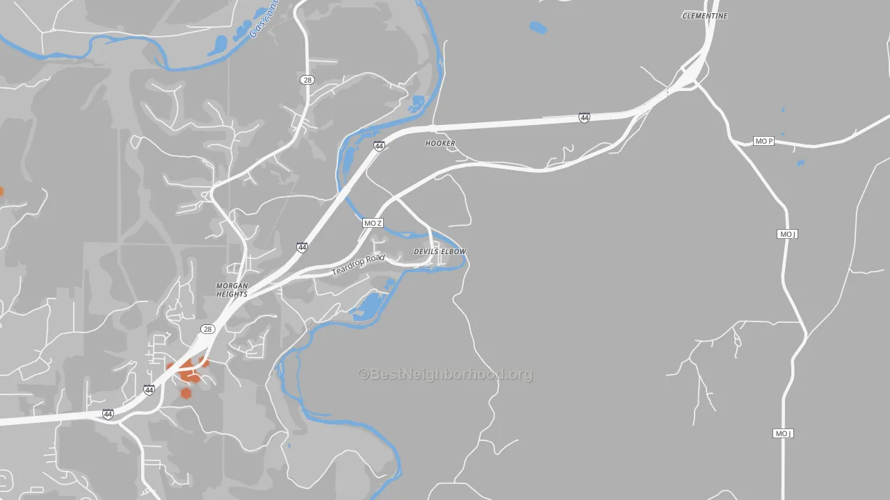 Bike Grade map of 65457, MO