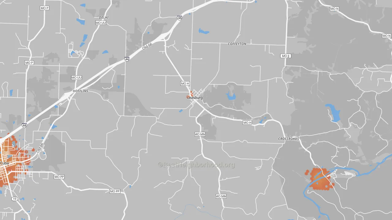 Bike Grade map of 65535, MO