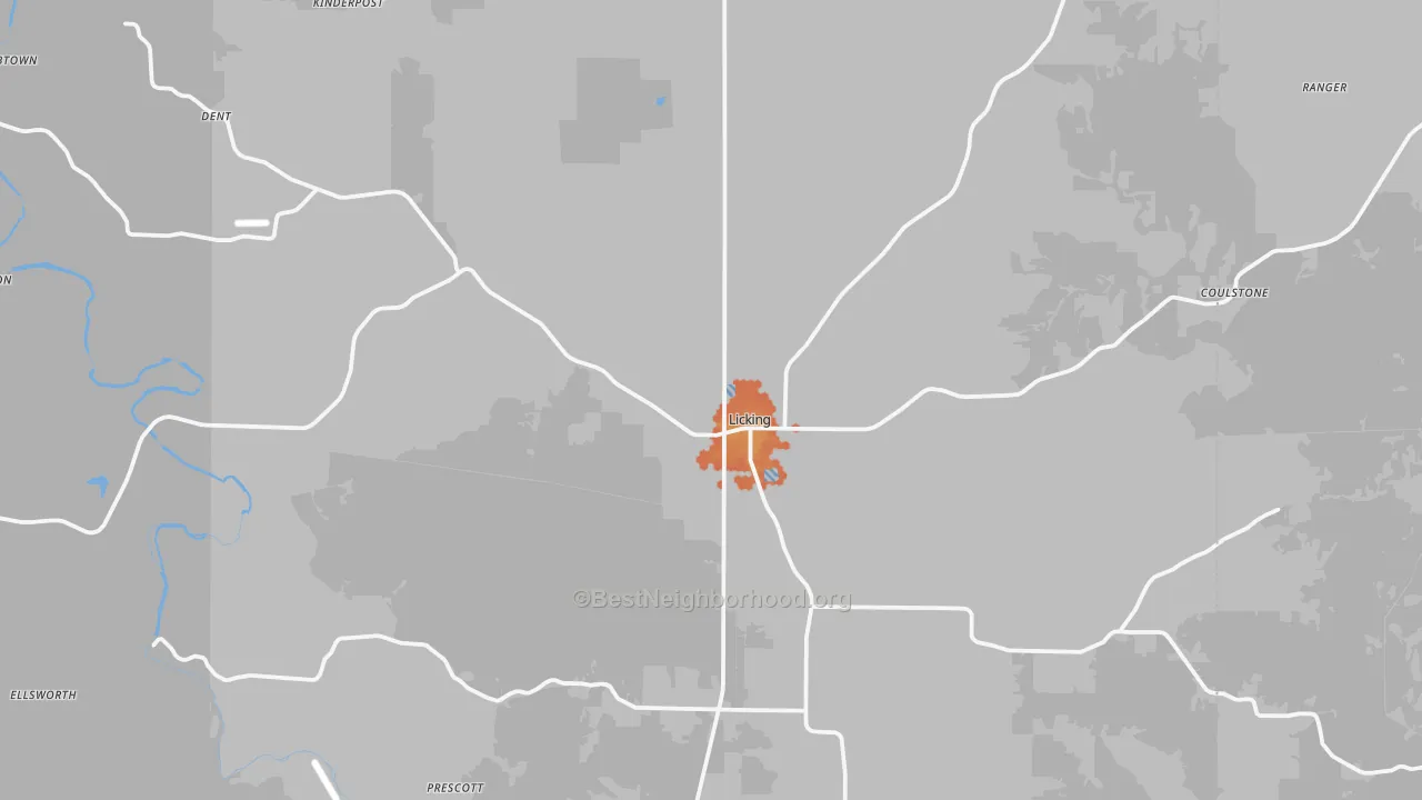 Bike Grade map of 65542, MO