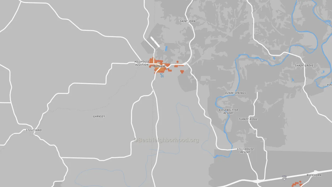 Bike Grade map of 65556, MO