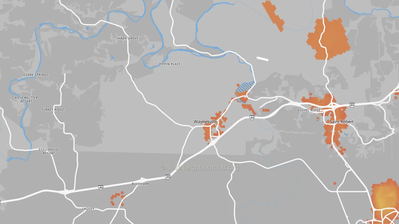 Bike Grade map of 65583, MO